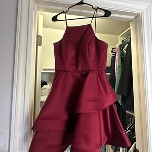 Elegant Burgundy Young Adult Dress